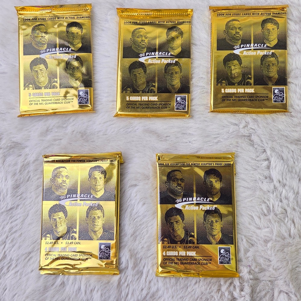 1996 Pinnacle Action Packed Football 5 Pack Lot Studs Diamond Chase Sealed